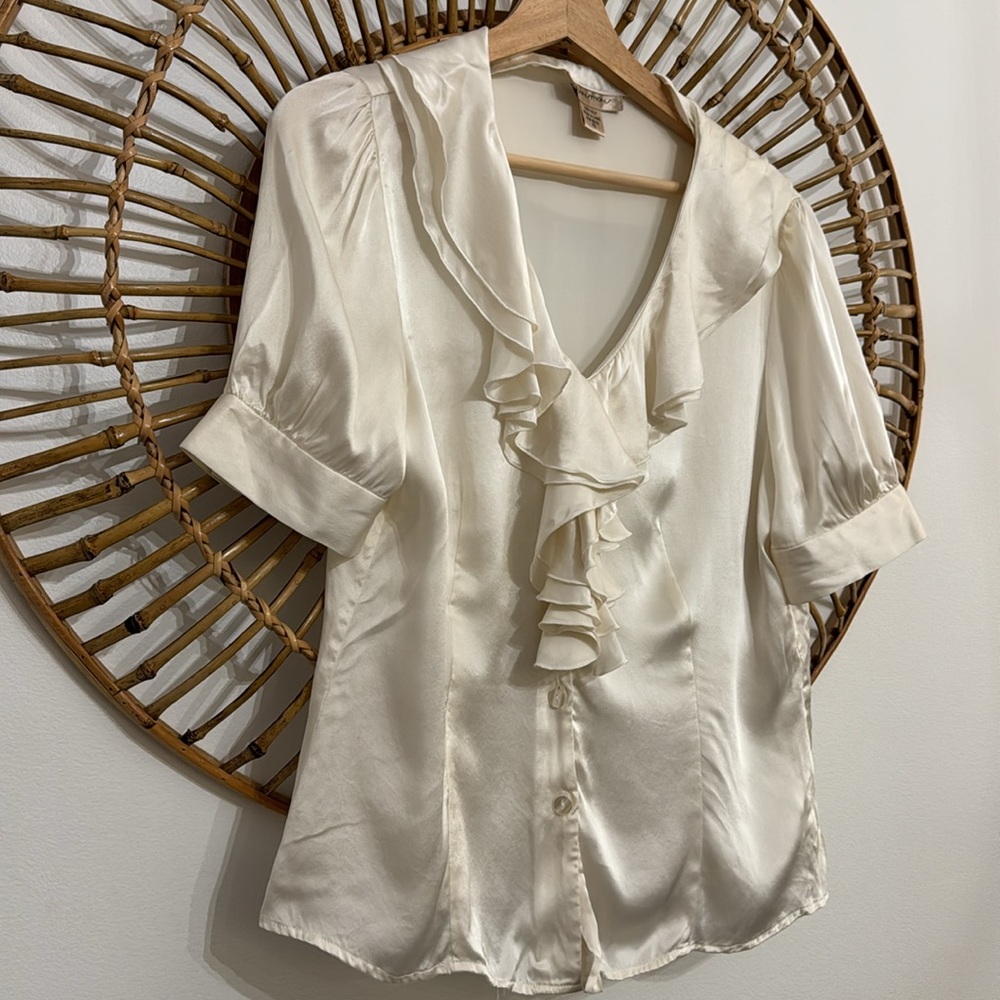 Transitions 100% silk ruffle blouse